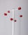 Floor coat rack with marble base and white metal frame with red hooks, Italian design, 1980s.
