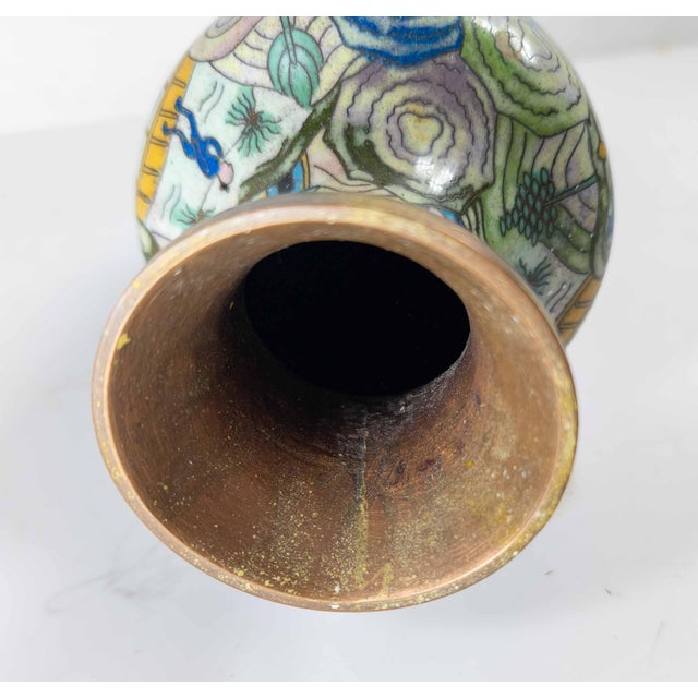 20th Century Chinese Republic Era Cloisonne Enamel Vase in Art Deco Style For Sale - Image 11 of 14