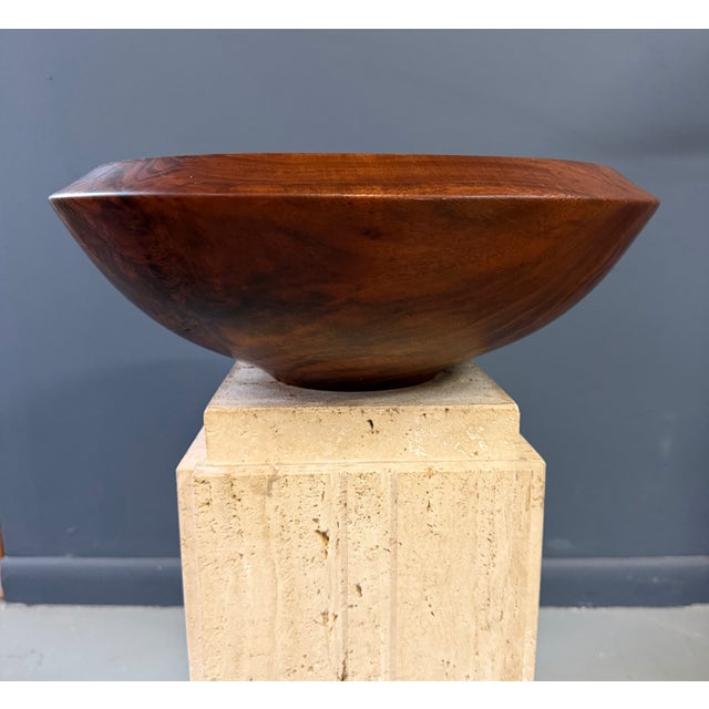 Bruce Mitchell Claro Walnut Turned Bowl, 1981 – Sculptural Studio Wood Vessel For Sale - Image 4 of 9