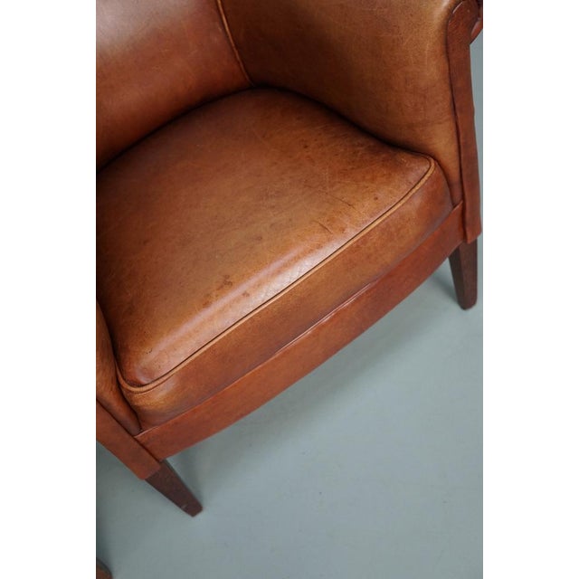 Vintage Dutch Cognac Colored Leather Club Chairs, 1970s, Set of 2 For Sale - Image 9 of 16