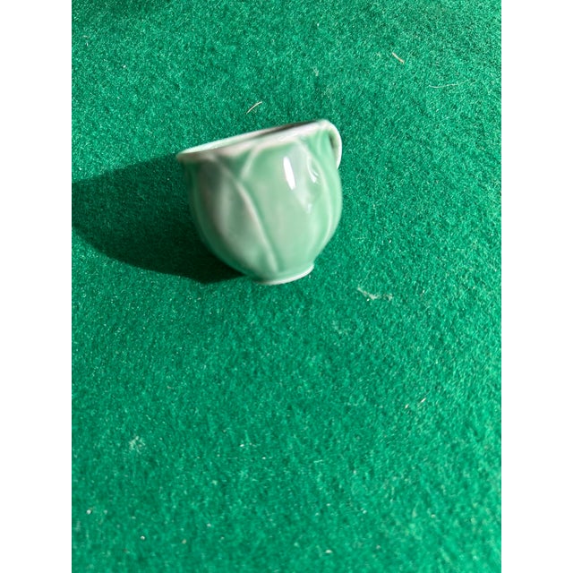 Art Deco Mid 20th Century Vintage Senegal Green Cabbage Leaf Demitasse 4 Cups & Saucers - 8 pcs For Sale - Image 3 of 5