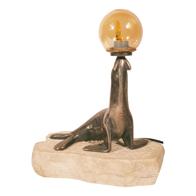 Art Deco Bronze Sculpture Lamp, 1930s For Sale