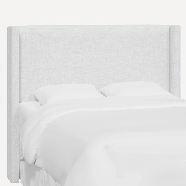 Red from Scalamandre crafted by Cloth & Company Hudson Queen Headboard, White Solid Linen For Sale In Chicago - Image 6 of 6