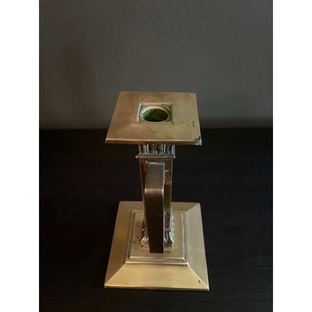 Early 20th Century Neoclassical Revival Brass Candlestick For Sale - Image 10 of 11