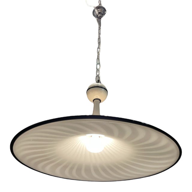 Large Italian Black & White Murano Glass Light Pendant For Sale - Image 12 of 12