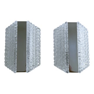 Vintage Space Age Glass Sconces from Kaiser, Set of 2 For Sale