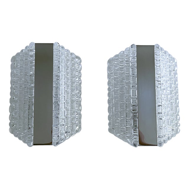 Vintage Space Age Glass Sconces from Kaiser, Set of 2 For Sale