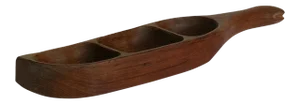 Vintage Divided Wood Bowl With Handle