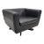 Mid Century Modern Roche Bobois Swivel Lounge Chair in Black Leather For Sale