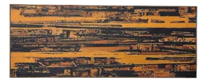 Serge Detriaux, Abstract Orange and Black Composition, Oil on Panel, 1998