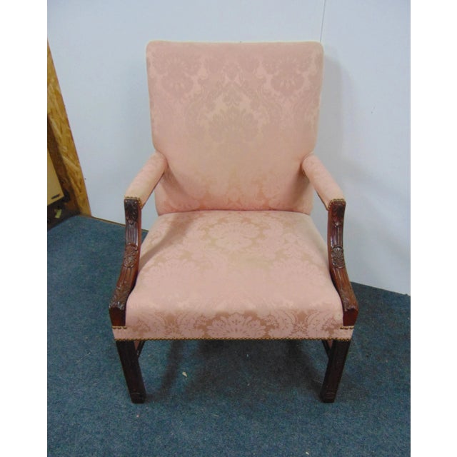 Chippendale Custom Chippendale Carved Mahogany Library Chair For Sale - Image 3 of 8