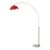 1960s Nova of California Adjustable Arc Floor Lamp - Mid Century Modern, Red/Gold Shade, White Marble Base, Dimmable For Sale
