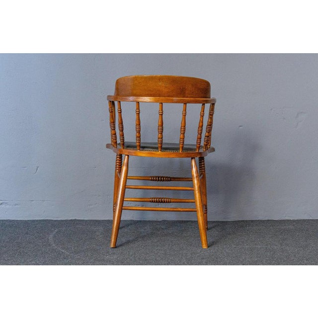 Captain Desk Armchair in Leather and Oak For Sale - Image 6 of 14