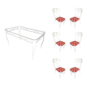 Mid-Century Woodard Glass Top Wrought Iron Scroll Pattern Patio Outdoor Set