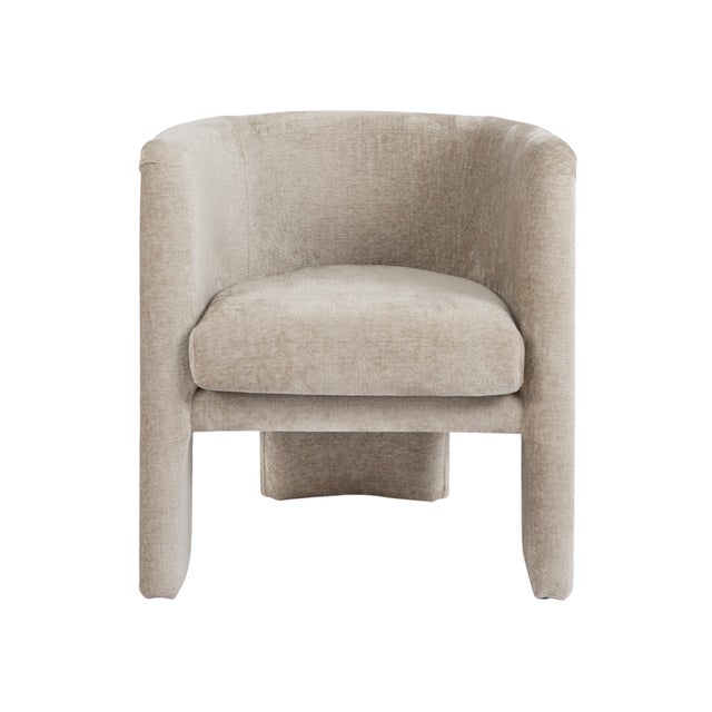 Textile Matthew Izzo Home Lansky Taupe Chenille, Three Leg, Barrel Back Club Chair For Sale - Image 7 of 7