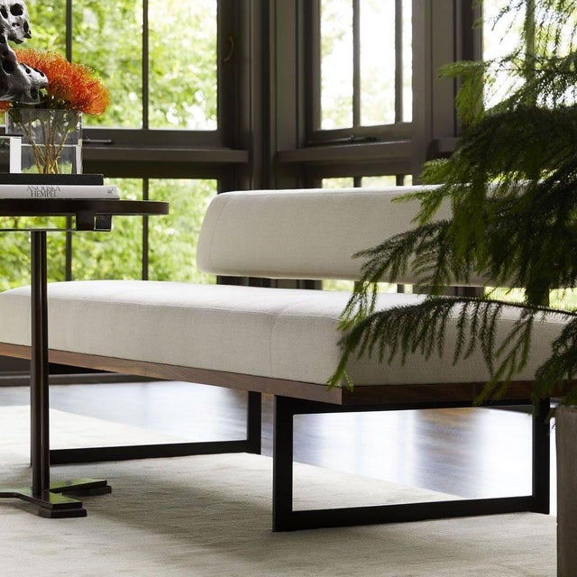 Modern Arteriors Home Tuck Bench Bone Linen For Sale - Image 3 of 9