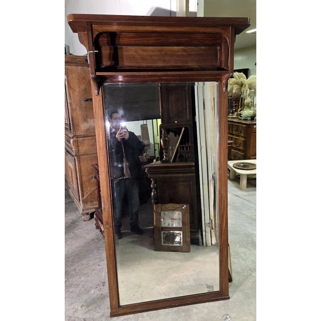 Wood Art Nouveau Mahogany Trumeau Mirror, 1930s For Sale - Image 7 of 8