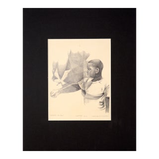"And Search for Peace" - Rare Signed Figurative Lithograph in Ink on Paper by Eugene Hawkins For Sale