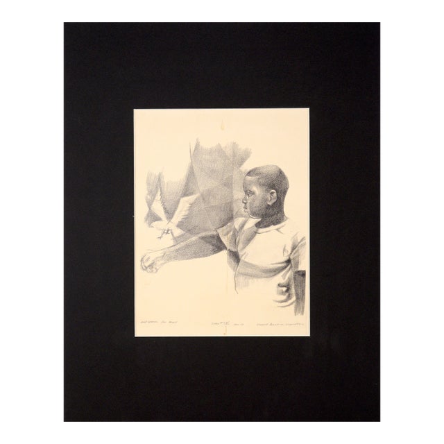 "And Search for Peace" - Rare Signed Figurative Lithograph in Ink on Paper by Eugene Hawkins For Sale