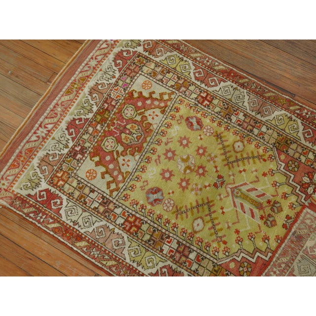 Early 20th Century Early 20th Century Zabihi Collection Light Green Mihrab Niche Turkish Prayer Rug - 3'2" x 5'4" For Sale - Image 5 of 6
