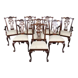 Fine Set of 8 Chippendale Style Ball and Claw Dining Chairs