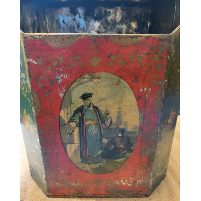 Antique Painted Metal Commercial Tea Storage Bin For Sale - Image 4 of 8