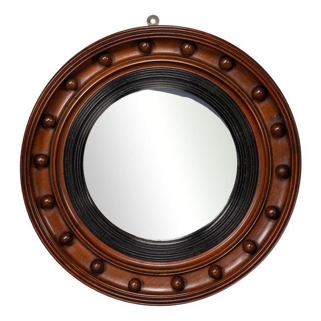 Antique Regency Mahogany Framed Convex Mirror, 19th Century For Sale