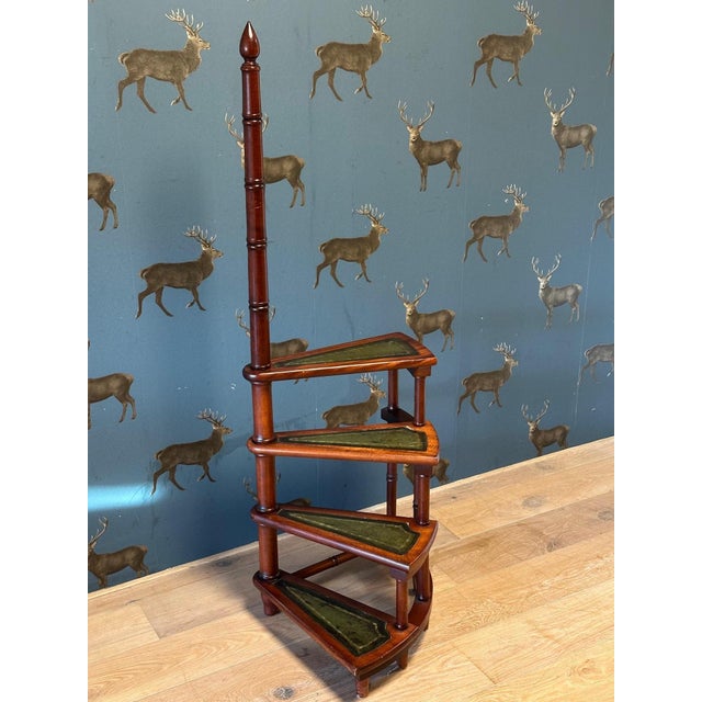 Brown Vintage Library Steps in Mahogany, 1990s For Sale - Image 8 of 8