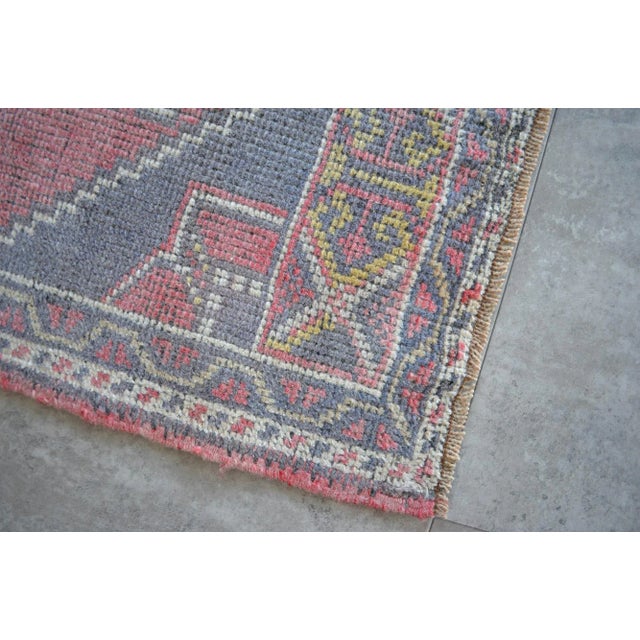 Hand Knotted Door Mat, Entryway Rug, Bath Mat, Kitchen Decor, Small Rug, Turkish Rug - 1′12″ × 3′11″ For Sale - Image 4 of 5