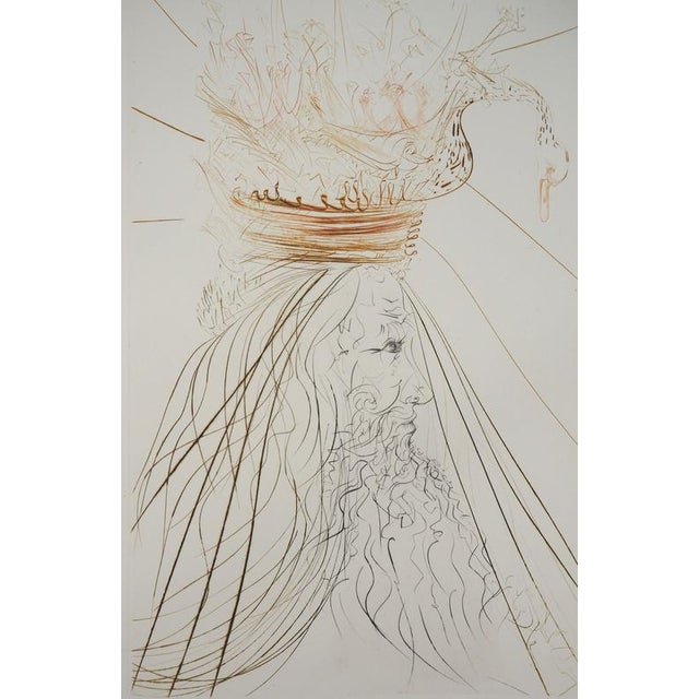 Salvador dali the surrealist king (1970) original color etching signed in pencil with the artist's monogram numbered /125...