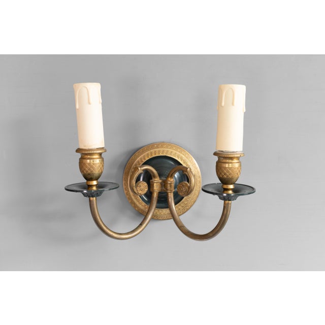 Vintage Decorative Wall Lights in Brass, 1930s, Set of 2 For Sale - Image 4 of 9