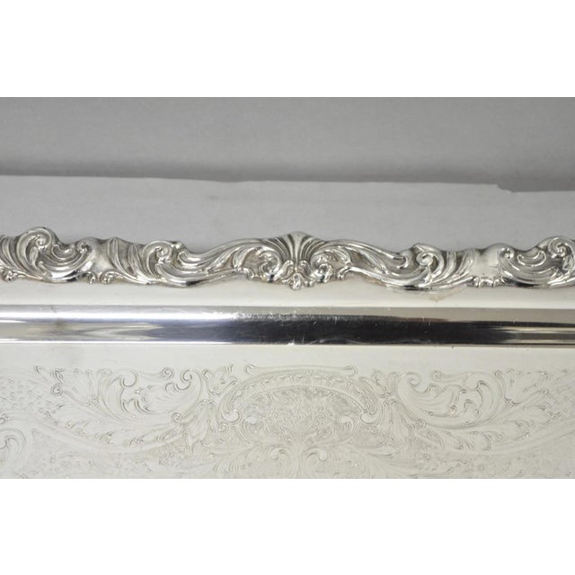 Metal Vintage Fb Rogers Victorian Silver Plated Narrow Serving Platter Bar Tray For Sale - Image 7 of 14