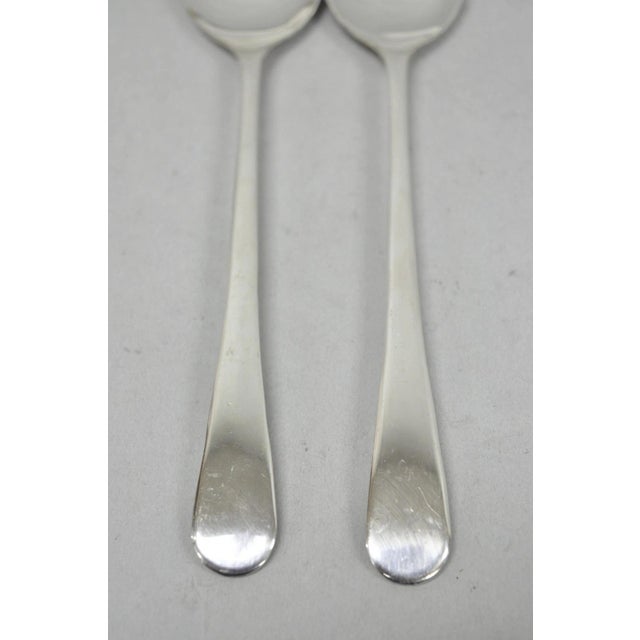 Vintage Sheffield England Modern Silver Plated Salad Serving Set Fork & Spoon For Sale In Philadelphia - Image 6 of 10