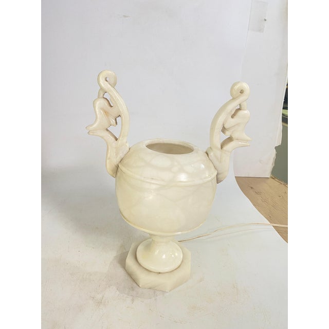 Art Deco Alabaster Urn Uplighter Table Lamp, France, 1960s For Sale - Image 15 of 18