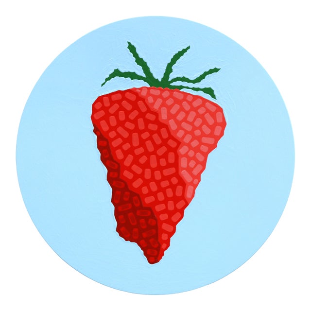 Strawberry Circle - Vibrant Abstract Fruit Still Life Painting on Panel - Original Artwork by Will Beger For Sale