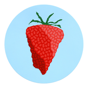 Strawberry Circle - Vibrant Abstract Fruit Still Life Painting on Panel - Original Artwork by Will Beger