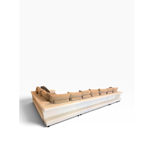 Animal Skin Roche Bobois Monumental White Leather & Suede U-Shaped Sectional Sofa For Sale - Image 7 of 17