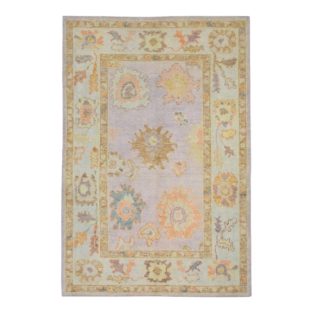 Modern Turkish Oushak Rug 4'2" x 6'2" For Sale