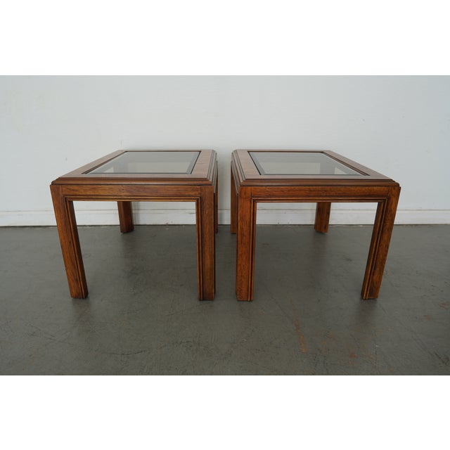Transitional 1980s Vintage Drexel Heritage Accolade Collection Glass-Top End Tables (Set of 2) For Sale - Image 3 of 12