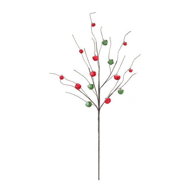 Add a timeless holiday charm to your decor with this Set of Sleigh Bell Twig Branches! Featuring classic red and green...
