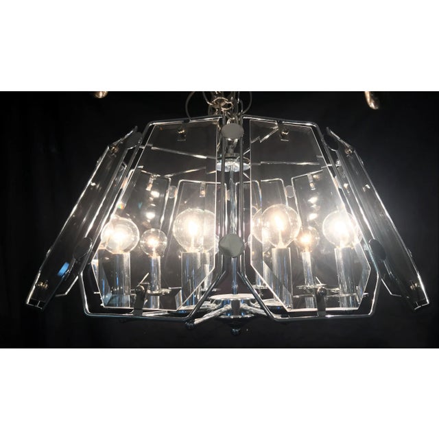 Fredrick Raymond Mid 20th Century Smoked Glass and Chrome Chandelier in the Style of Fredrick Raymond For Sale - Image 4 of 13