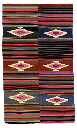 Large Vintage Turkish Purple, Pink, and Black Wool Kilim 270x160 cm