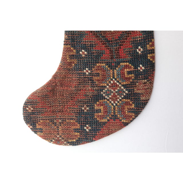 Handwoven Antique Rug Stocking – Warm Rustic Decor For Sale - Image 4 of 6