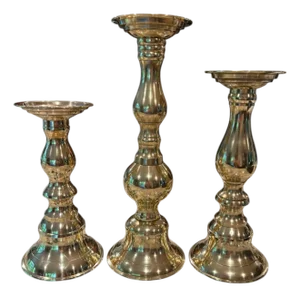 1980s Restored Brass Candlesticks Set of 3