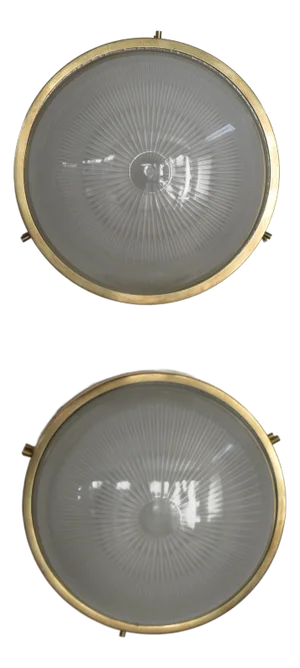 Italian Brass Glass Sigma Wall Lamps by Sergio Mazza for Artemide, 1960s, Set of 2