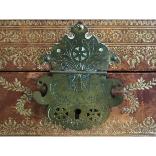 Spanish 1800s Spanish Leather Box For Sale - Image 3 of 13