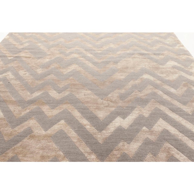 Modern Contemporary Rocky Peaks Beige and Grey, Silk and Wool Rug by Doris Leslie Blau For Sale - Image 3 of 6