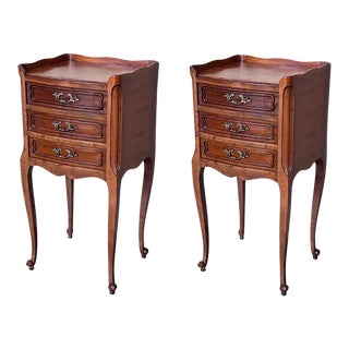 Antique Louis XV French Marquetry Nightstands, Set of 2 For Sale