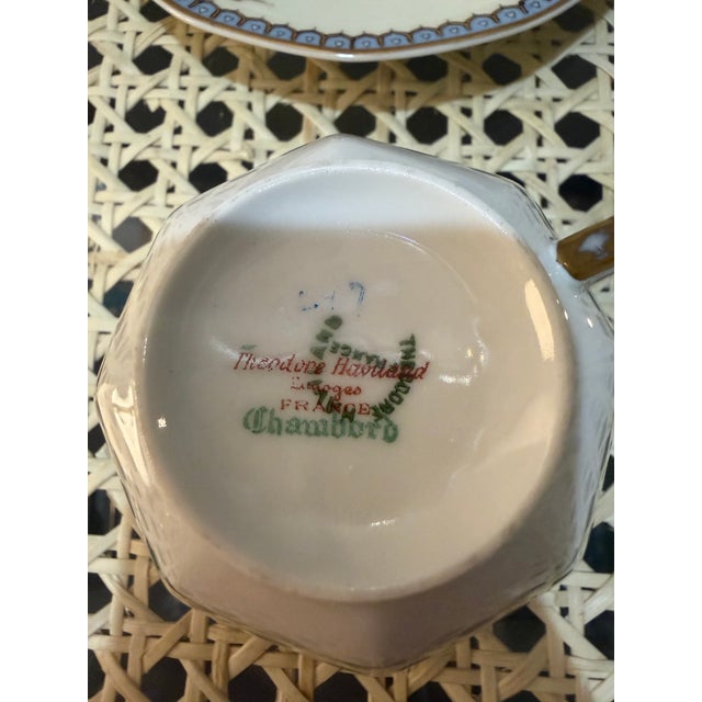 American Late 19th Century Haviland Limoge Pocelain Teacup and Saucer in Paradise For Sale - Image 3 of 4