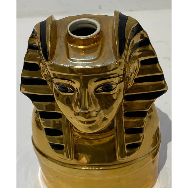 Gold Tutankhamun Decanter Italian Ceramic 1970s For Sale - Image 8 of 15